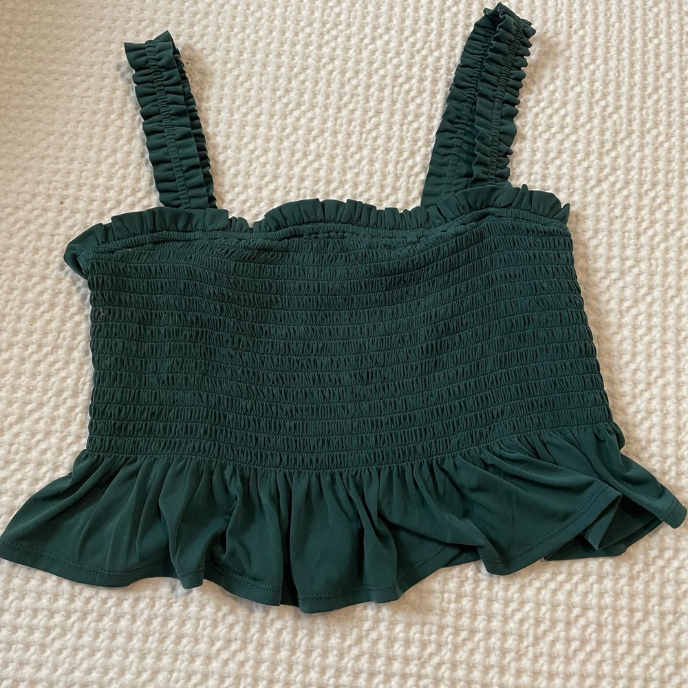 Cropped scrunch tank, emerald green